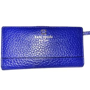Kate Spade Saffiano Leather Madison Large Slim Wallet In Cobalt Blue